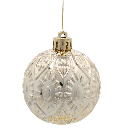 SET OF 66 ORNAMENTS 6 CM CHAMPAGNE/GRAY/WHITE