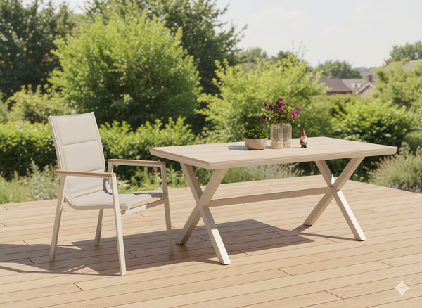 ALUMINIOWE KRZESŁO OGRODOWE POLYWOOD 64 x 55 x 91 CM BEŻOWE