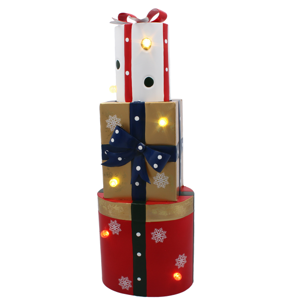 VÁNOČNÍ OZDOBY - SMĚS KOVOVÝCH DÁRKŮ LED RŮZNÝCH TVARŮ 18 x 13 x 50 CM *5234