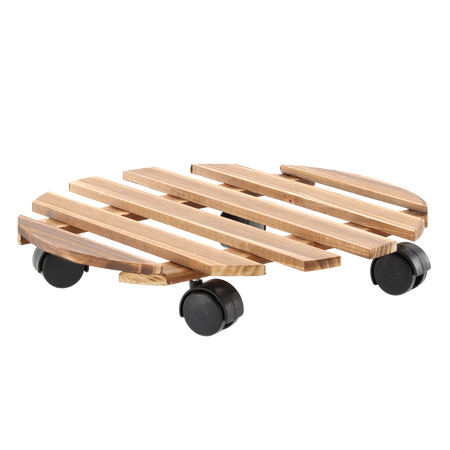 Suport din lemn pentru ghiveci rotund pe roti FI 30 CM *4557