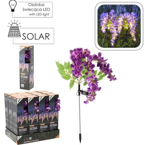SOLÁRNA LAMPA H 70 CM WISTERIA 40 LED TEPLÁ BIELA disp=12ks *4705