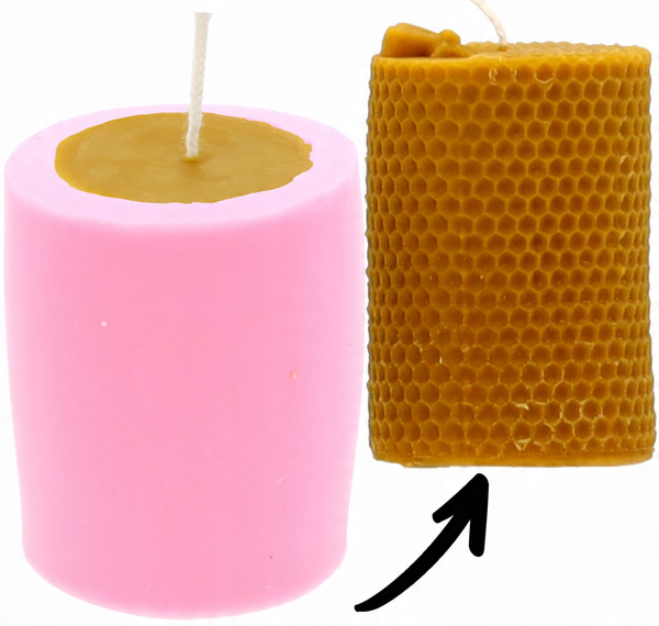 Silicone mold for candles decorated cylinder with bee