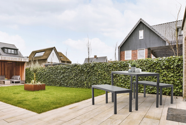 GARDEN FURNITURE SET TABLE 110 X 58.5 X 75.5 CM + 2 BENCHES 110 X 39 X 45 CM GREY