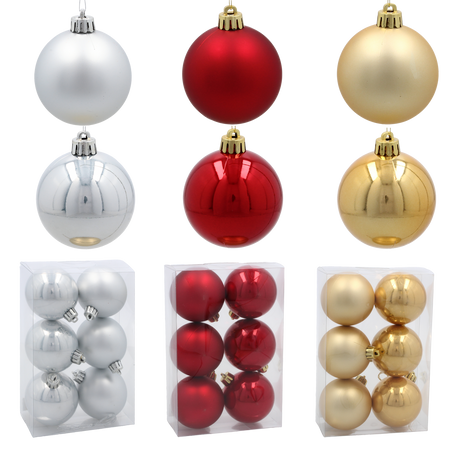 KPL. 6 BOMBEK 6 CM RED / GOLD / SILVER *3863