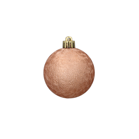 SET OF 6 BAUBLES 6 CM OLIVE/COPPER/GRAPHITE MIX DESIGNS