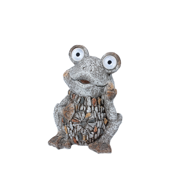 FIGURKA OGRODOWA - ŻABA ZE ŚWIECĄCYMI OCZAMI 14 x 12 x 18,5 CM LED opak=4szt *7942