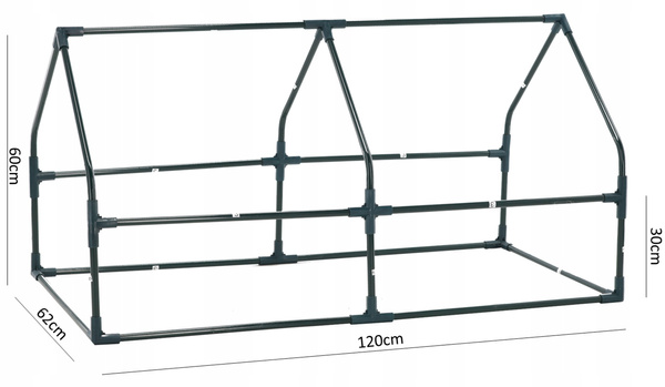 Small Green Garden Greenhouse 120 x 62 x H60/30 cm