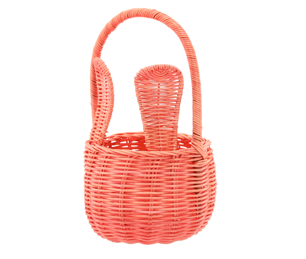 RATTANOVÝ KOŠ 16 x 12/28 CM S RUKOJETÍ A USNÍ - ŽLUTÁ / ORANŽOVÁ / RŮŽOVÁ / BÍLÁ *6102