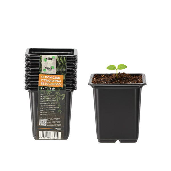 SADA 12 KVĚTINÁČŮ Z PLASTU 7 x 7 x 8 CM