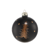 GLASS BAUBLE 8 CM BLACK DECORATED MIX DESIGNS