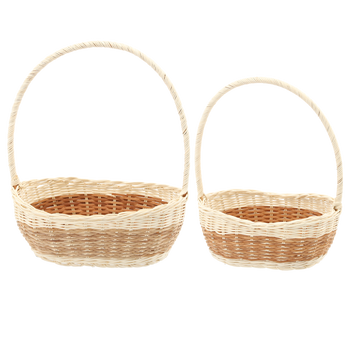 ZESTAW 2 KOSZYKÓW RATTANOWYCH Z UCHWYTEM – BIAŁY Z NATURALNYM