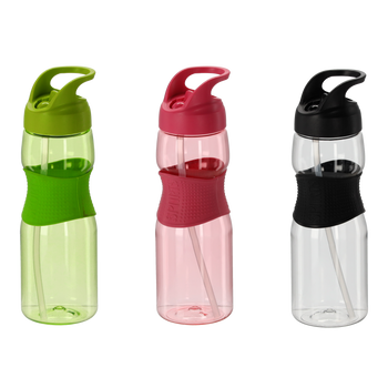 WATER BOTTLE 730 ML WITH STRAW MIX COLORS