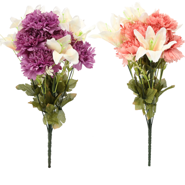 CIOBANUS ARTIFICIAL - BUCHET DE LII ȘI GĂLBENELE 45-48 CM MIX DE CULORI *4175