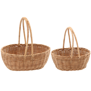 ZESTAW 2 KOSZYKÓW RATTANOWYCH Z UCHWYTEM – NATURALNY