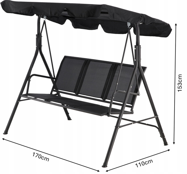 GARDEN SWING WITH TEXTILENE 170 x 110 x 153 cm BLACK *3118