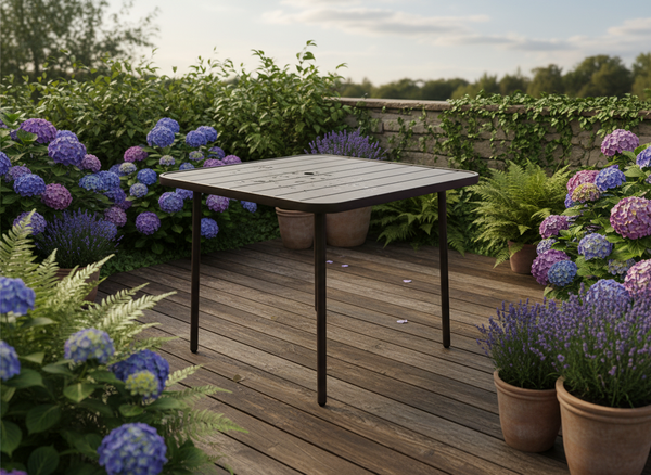 STOLIK OGRODOWY KWADRATOWY 80 x 80 x 72 CM BRĄZOWY