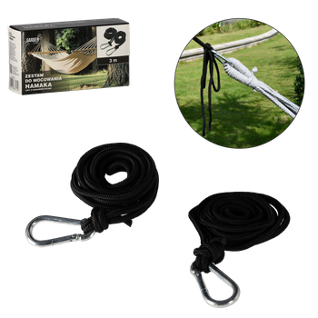 HAMMOCK MOUNTING KIT - ROPES WITH CARABINERS - LOAD CAPACITY 200 KG