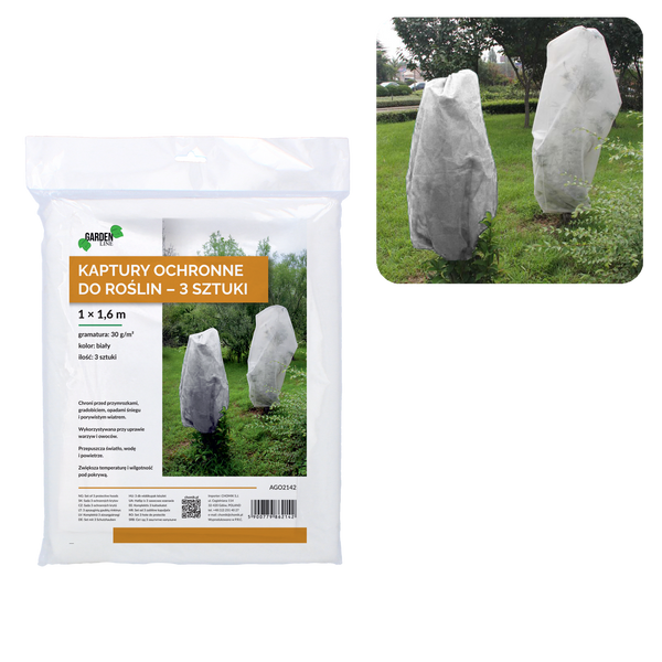Set of 3 protective plant hoods 1 x 1.6 M white 30g