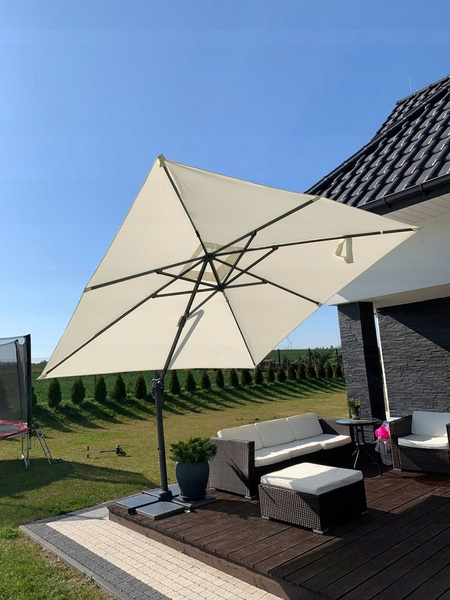 PARASOL OGRODOWY "ROMA" 3 x 4 M BEŻOWY Z POKROWCEM *9642