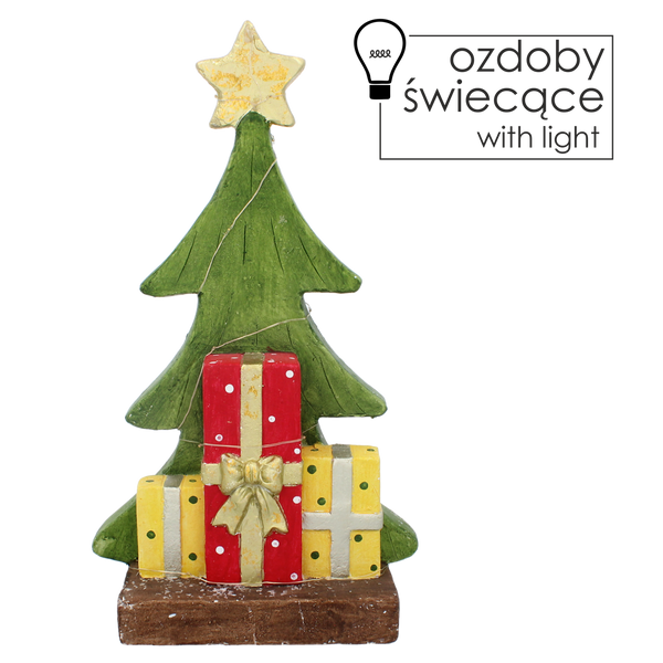 FIGURKA BOŽONÁŘSKÁ - STROMEČEK S DÁRKY LED 25,5 x 13,5 x 45,5 CM balení=1 ks *5166