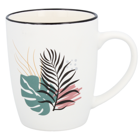 HRNČEK PORCELÁNOVÝ LISTY 365ML MIX VZOROV balenie=12 ks *6318
