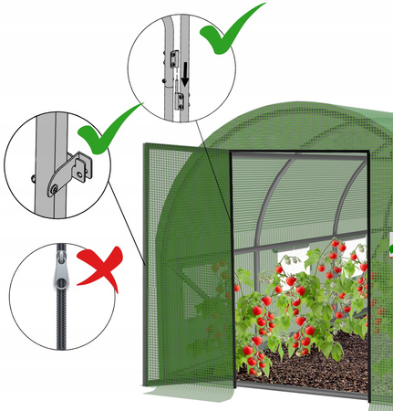 SERĂ DE GRĂDINĂ 3 SEGMENTE 3 x 2 x 2 M VERDE CU UȘI PE HINGE *3941
