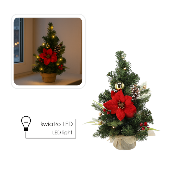 BRAZI DE CRĂCIUN 10 LED 40 CM ROȘU-AURIU *0738