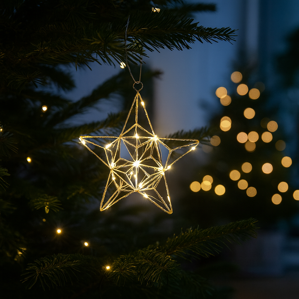 CHRISTMAS DECORATION - LED STAR 30 CM GEOMETRIC