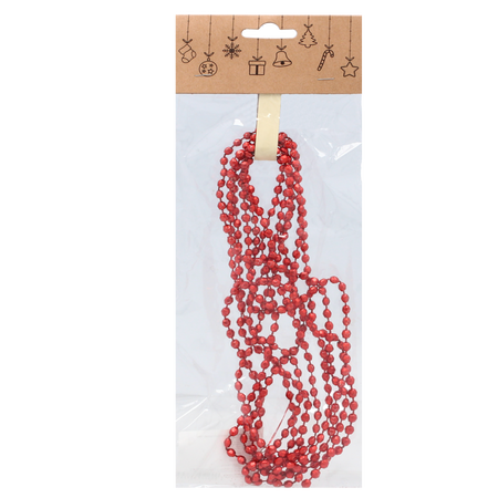 GARLAND 2.7 M BEADS 5 MM RED/GOLD/SILVER