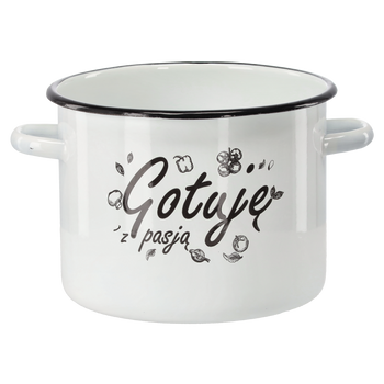 GARNEK EMALIOWANY 5,5 L 22 CM BIAŁY GOTUJĘ Z PASJĄ *2419
