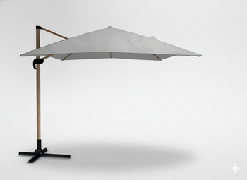 PARASOL OGRODOWY 3 x 3 M SZARY "ROMA" Z POKROWCEM - WOOD EFFECT