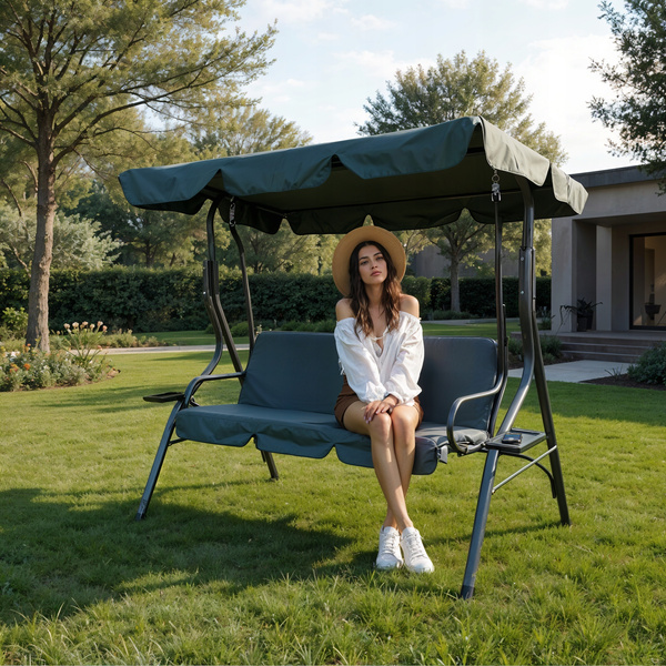 GARDEN SWING 170 X 110 X 153 CM ANTHRACITE WITHOUT ROOF WITH CUP HOLDERS