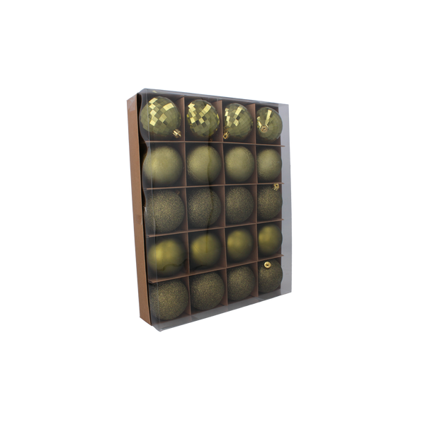 SADA 20 OZDOB 8 CM OLIVOVÝCH/ měděných/grafitových MIX VZORŮ *7689