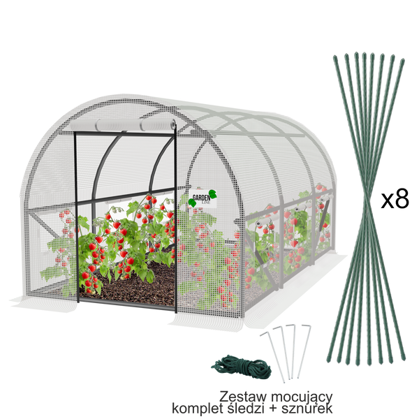 TUNEL FOLIOWY OGRODOWY 3 SEGMENTOWY BIAŁY 4 x 2,5 x 2 M