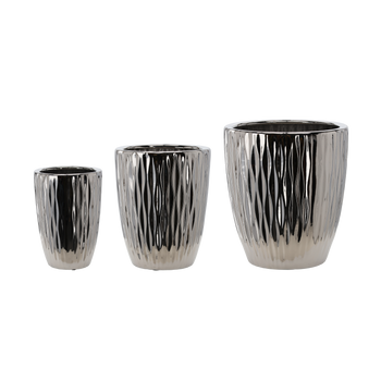 CERAMIC COVER FOR A POT 45 x 45 x 51,5 CM SILVER WAVY