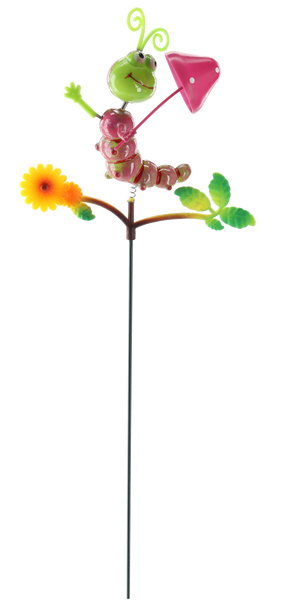 DEKORACE NA ŠPEJLI DO KVĚTINÁČE / ZAHRADY - HUSENICE 15 CM / 50 CM *5351