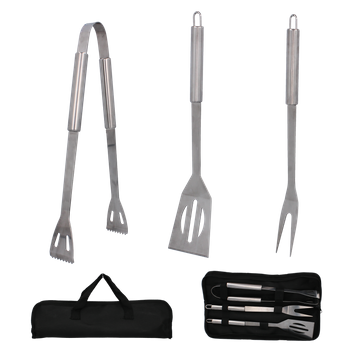 Set de 3 accesorii pentru grătar în husă: spatulă, furculiță, clește, ambalaj=6buc*5863