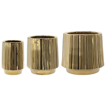 Set of Three Ceramic Pot Covers 22, 32, 44 cm - Gold