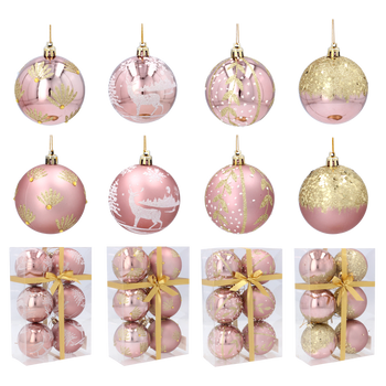 SET DE 6 BOMBONELE DE CRĂCIUN ROZ DE 7 CM MIX DE MODELE *9822