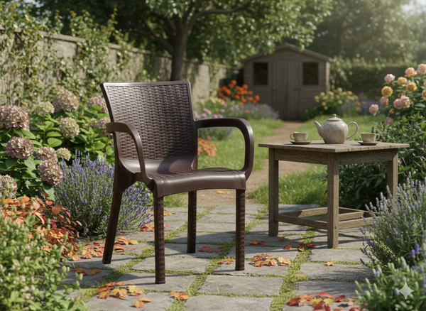 KRZESŁO OGRODOWE RATTAN 60 x 60 x 82 CM BRĄZ