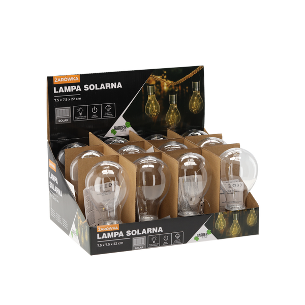 Solární lampa žárovka 7,5 x 7,5 x 22 cm disp.12ks *0050
