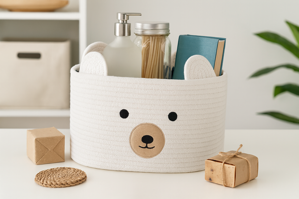 ORGANIZÉR ZVÍŘÁTKO S UCHYTKY 32 x 22 x 20 CM BÍLÝ Velikost S *5066