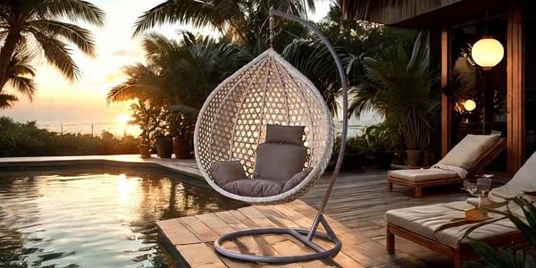 HANGING CHAIR SIZE XL GRAY, GRAY CUSHION, DARK GRAY FRAME *0223