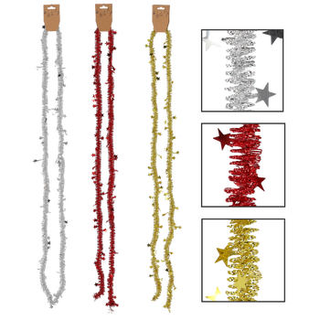 CHRISTMAS TREE CHAIN 2M RED/GOLD/SILVER