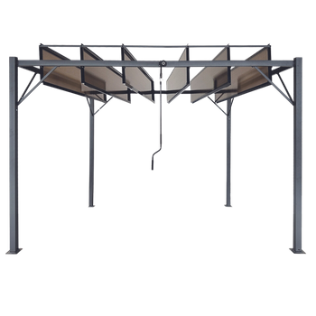 PERGOLA GARDEN WITH MOVABLE LOUVERS MADE OF POLYCARBONATE 3 X 3 M BROWN