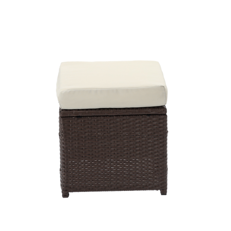 SET MARE DE MOBILIER DE GRĂDINĂ (CANAPEA, 2 FOTOLII, 2 PUFE, MASĂ) - MARRON, PERNITE - BEIGE *8805