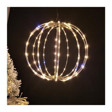 ŚWIĄTECZNA OZDOBA - KULA LED 40 CM 144L CIEPŁY BIAŁY + FLASH WEWN/ZEWN *1827