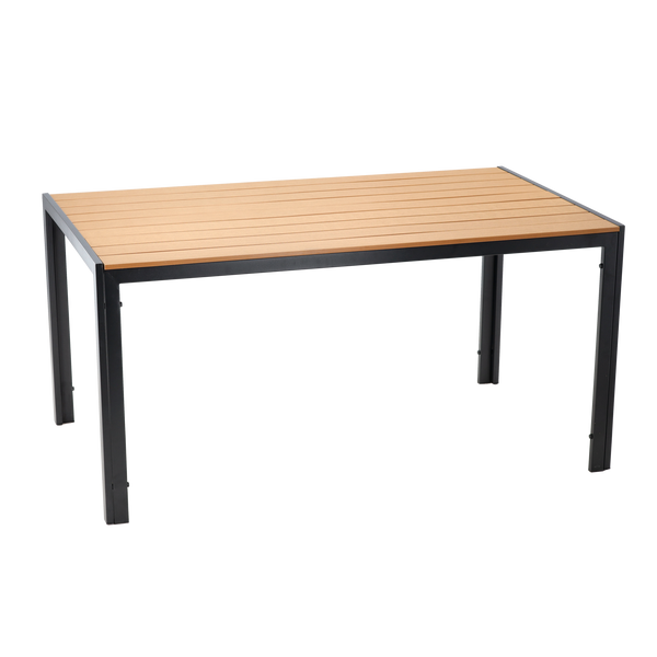 STALOWY STÓŁ OGRODOWY Z BLATEM POLYWOOD 150 x 90 x 73 CM CZARNY