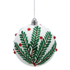 SET OF 6 CHRISTMAS TREE ORNAMENTS - WHITE WITH BRANCHES 8 CM