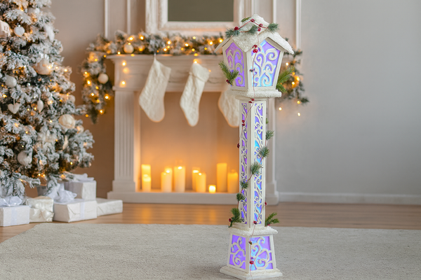 CHRISTMAS WHITE LED LANTERN 20 x 20 x 120 CM